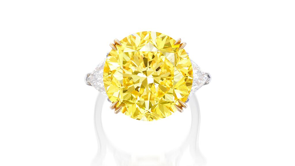 A 15.51-carat brilliant-cut fancy vivid yellow diamonds. fancy vivid yellow diamond brilliant